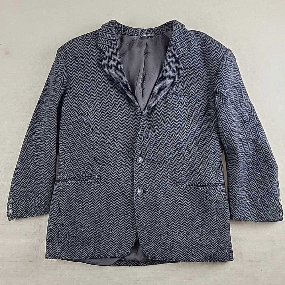Lazo Wool Cashmere Herringbone Blazer Sport Coat Gray Men's 42R